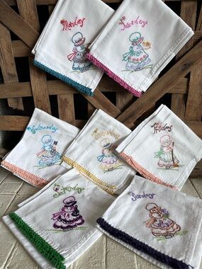 Embroidered napkins day of the week